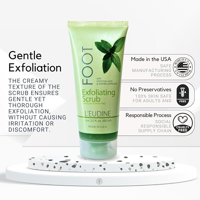 L'EUDINE Pedicure Scrub Exfoliator 2 Fl Oz - Exfoliating Foot Scrub for Callus Removal - Feet Scrubber Dead Skin Remover - Pedi Feet Scrub - Foot Scrubber Dead Skin Exfoliator