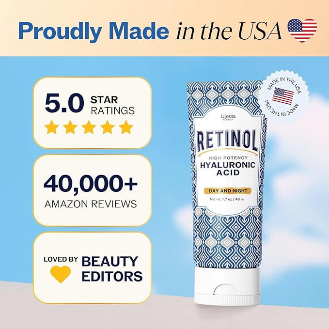 LilyAna Naturals Anti Aging Retinol Face Cream for Women – Wrinkle & Neck Cream for Firming, Retinol Moisturizer for Face with Hyaluronic Acid, Hydrating Night Cream for Fine Lines, Collagen Boost