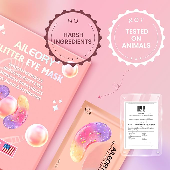 Under Eye Patches (48 Pairs) - New Tri-color Glitter Eye Gel Pads for Dark Circles Puffy Eyes,Under eye Bags,Wrinkles|Natural Collagen Under Eye Mask Patches, Gel Under Eye Patches