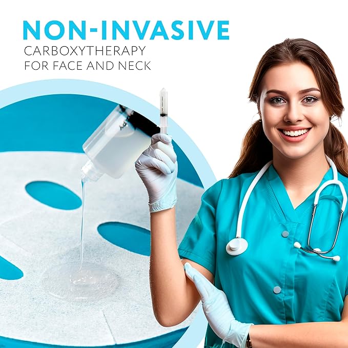 Name Skin Care Korean Carboxy CO2 Therapy Face & Neck Mask Set of 5 - Hydrating Oxygen Carboxytherapy Skincare Sheet Masks - Moisturizing Anti Aging Pore Tightening Brightening Facial Treatment Gel