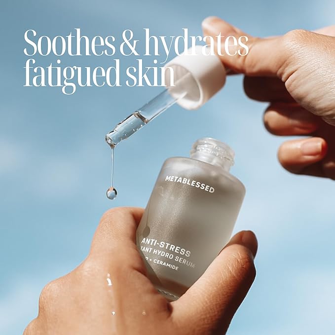 Anti-Stress Instant Hydro Facial Serum | Ceramide + Hyaluronic Acid | Soothes Inflammation, Deeply Hydrates & Strengthens Skin Barrier. Fragrance-Free, Clean Beauty 1.01 fl. Oz