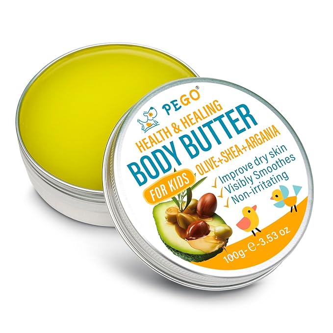 AOAO Body Butter for Kids - Prevents Cracked Skin Cream, Nourishing Moisturizing Kids Body Lotion - Shea Butter & Vitamin E Rich Formula, Paraben, Phenoxyethanol Free, 3.53 Oz/100g