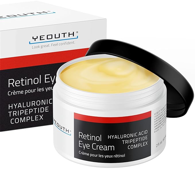 YEOUTH Retinol Eye Cream, Firming Under Eye Cream for Puffiness and Bags Under Eyes for Wrinkles and Dark Circles with Hyaluronic Acid and Tripeptides 2oz
