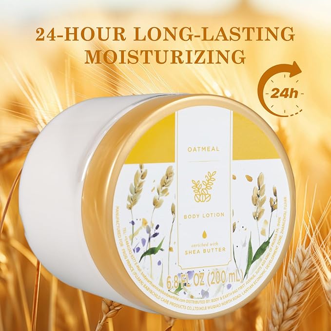 Princess Belle Oatmeal Body Lotion, Shea Butter Body Lotion for Women and Men Dry Skin, Deep Moisturizing, Hydrating and Softening, Smell Good, 200ml(6.8floz)