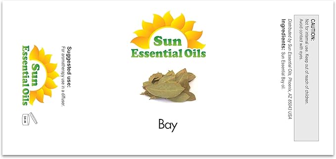 Sun Essential Oils Bay Essential Oil 16oz for Aromatherapy, Diffuser, Muscle Ease, Hair Care