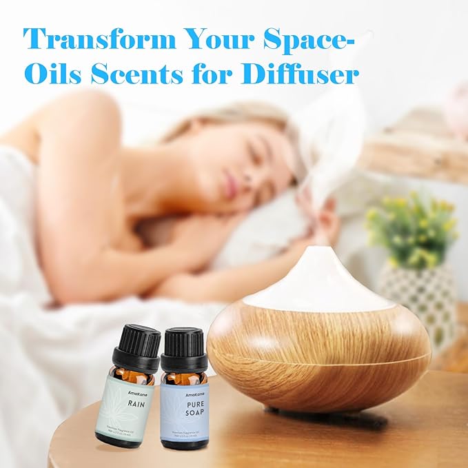 AmaKane Fragrance Oils Clean Set, 6 Premium Soap Making Scents, Fragrance Oil for Candle Making, Essential Oils for Laundry, Fresh Linen, Clean Skin, Warm Cotton and More Aromatherapy Diffuser Oils