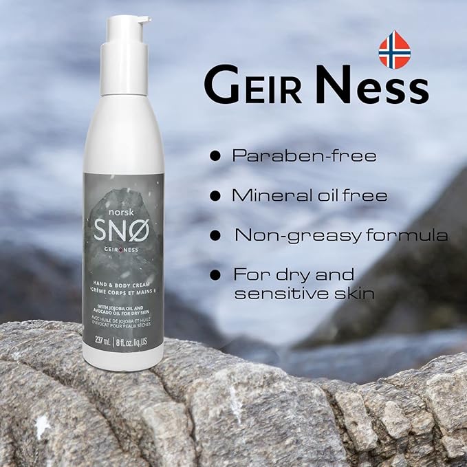 Geir Ness NORSK SNØ Hand & Body Cream - Dry Skin Lotion - Single Use Deep Moisturizer with Essential Oils