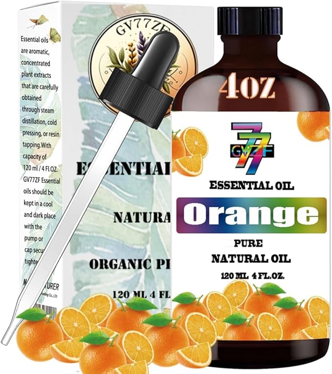 Sweet Orange Essential Oil (4 oz) – 100% Pure Fragrance Oil for Diffusers, Humidifiers, Relaxation, Bath, Candles, Soap Making, DIY, Home Cleaning, Gifts
