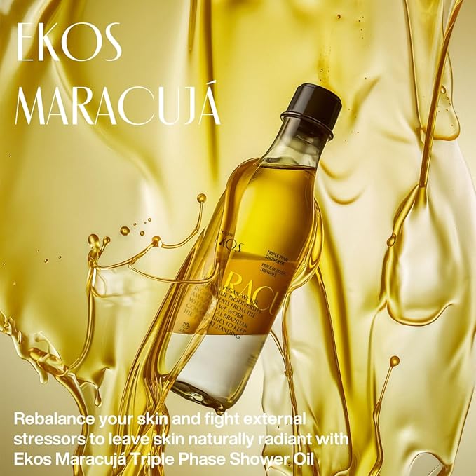 natura Ekos Maracujá Soothing Ritual Gift Set (3 Products) - Body Lotion, Shower Oil and Hand Cream - Gift Box and Make Up Bag - Vegan Skincare - Brazilian Beauty Secrets - Self Care & Body Care