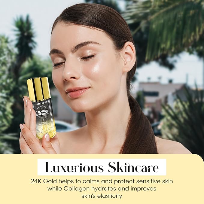 24K Gold & Retinol Firming Serum - Moisturizing, & Protecting - Reduces Dark Spots & Wrinkles - Dermatologist Tested, Korean Skin Care - 1.69 FL.OZ.
