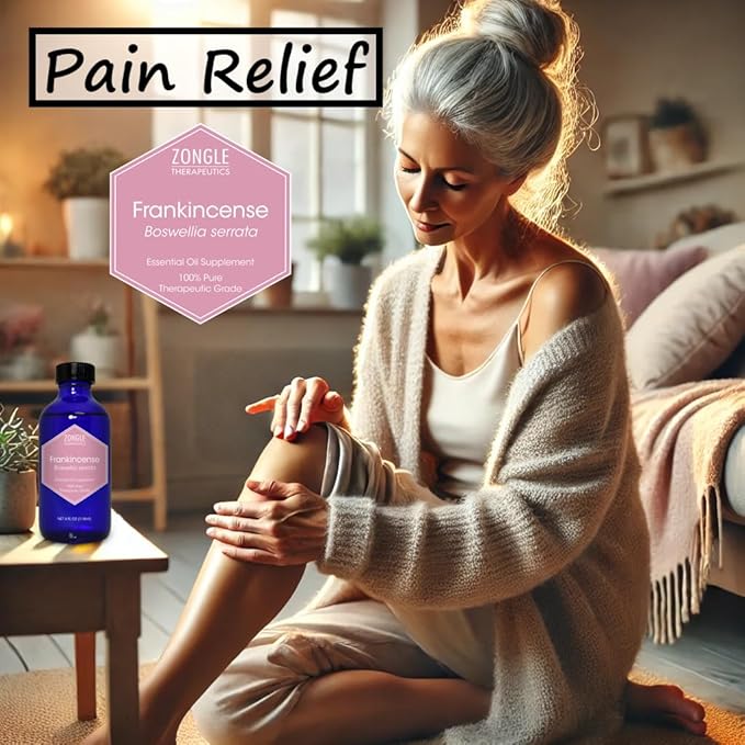 Frankincense Essential Oil, Food Grade, for Face, Pain Relief – 100% Pure, Frankincense, Resin, Oil, Boswellia Serrata, Edible, by Zongle Therapeutics, 4 OZ