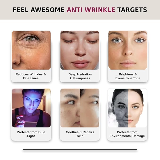 Anti Wrinkle, Anti Blue Ray & Anti Oxidant Serum with Retinol, Niacinamide, Hyaluronic Acid | 3 in One Serum | Hydrates & Smoothens Skin | 1 Fl Oz / 30 ml