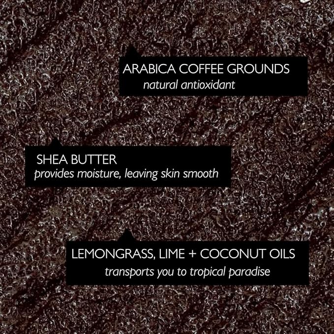 UpCircle Exfoliating Coffee Body Scrub with Lemongrass 7.4oz - Sea Salt, Shea Butter + Coconut Oil - Natural, Vegan Exfoliator For Soft, Smooth Skin