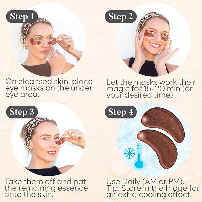 Caffeine Under Eye Patches(30 Pairs) Under Eye Patches for Dark Circles, Puffy Eyes - Caffeine