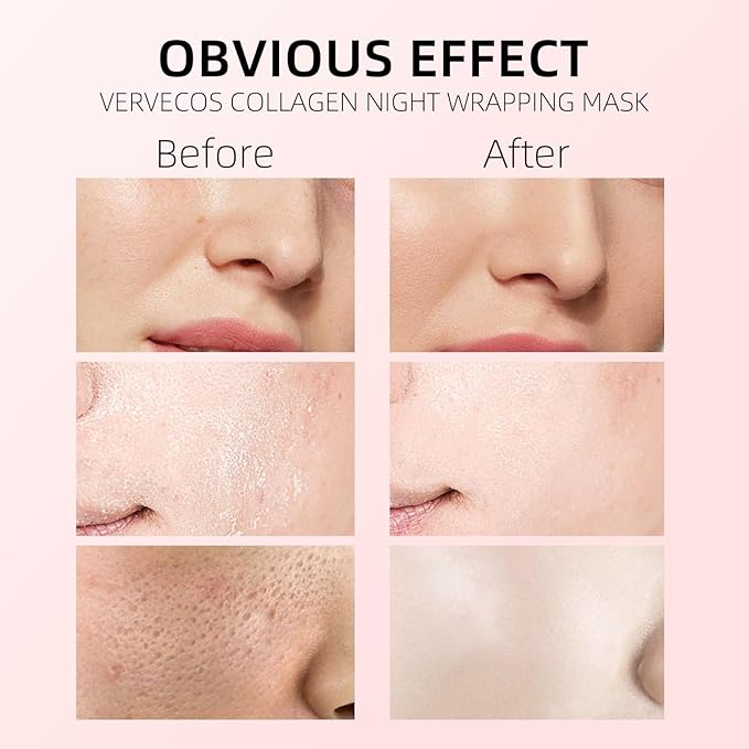Collagen Night Wrapping Mask,Peel Off Facial Mask Collagen Face Mask,Deep Cleansing, Firming Skin, Reduces Sagging & Dullness, Glowing Skin (with Brush & Gua sha facial tools)