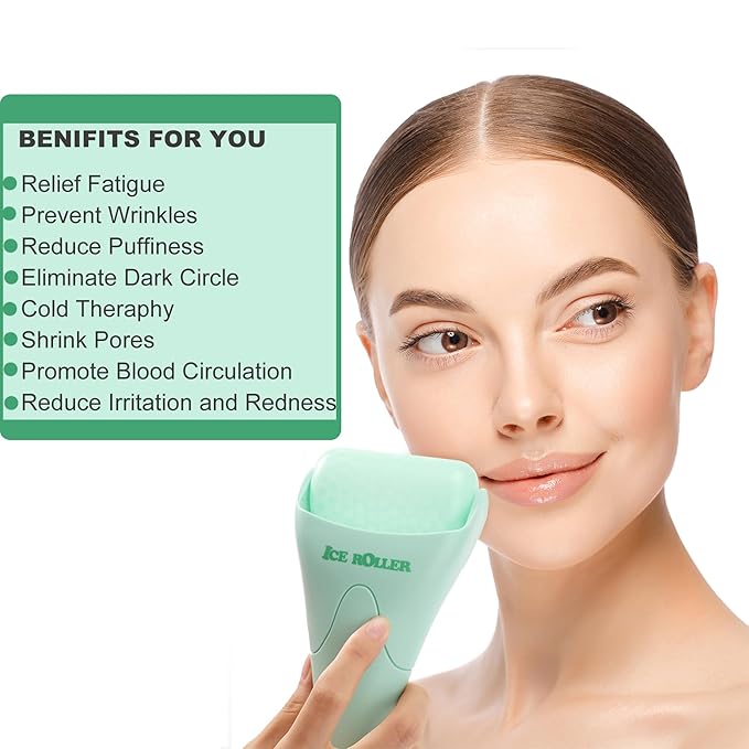 Ice Roller and Gua Sha Skin Care Tool Set, Face Roller for Women, Gua Sha Tool for Face, Facial Skin Care Kits for Puffiness Reducing Muscle Relaxing Wrinkles Relieving, Self Care Gift for Women