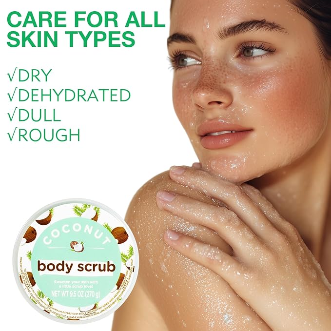Coconut Sugar Scrub, Coconut Body Scrub, Exfoliating Body Scrub for Smooth and Moisturized Skin, Natural Gifts for Women, 9.52oz