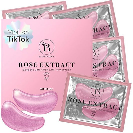 Rose Under Eye Patches (30 Pairs) Under Eye Patches for Dark Circles, Under Eye Patches for Puffy Eyes and Dark Circles, Under Eye Mask, Puffy Eyes Treatment, Eye Care, Eye Masks Bulk