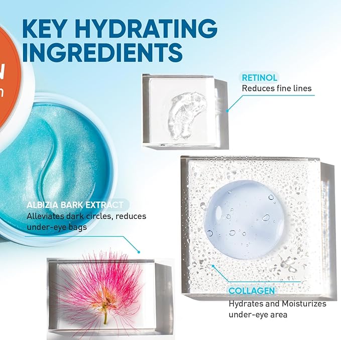 Under Eye Patches for Women: 30 Pairs of Hydrating Collagen Gel Eye Masks with Retinol & Hyaluronic Acid - Smooths Fine Lines & wrinkles/Delays Aging/Reduces Dark Circles & Eye Bags & Puffy Eyes