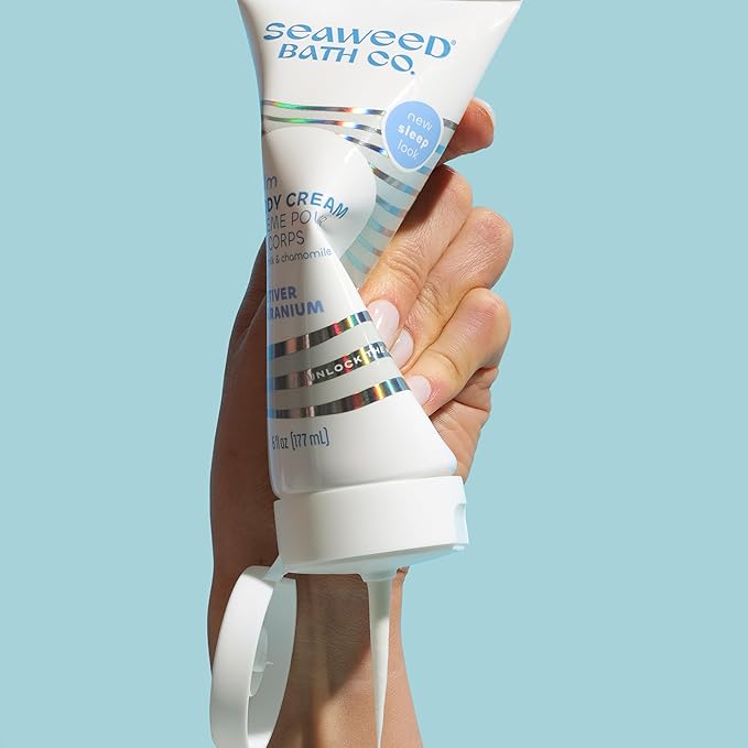 Seaweed Bath Co. Calm Body Cream, Vetiver Geranium Scent, 6 Ounce, Relaxing Hand & Body Lotion Moisturizer for Dry Skin, Sustainably Harvested Seaweed, Oat Milk, Chamomile