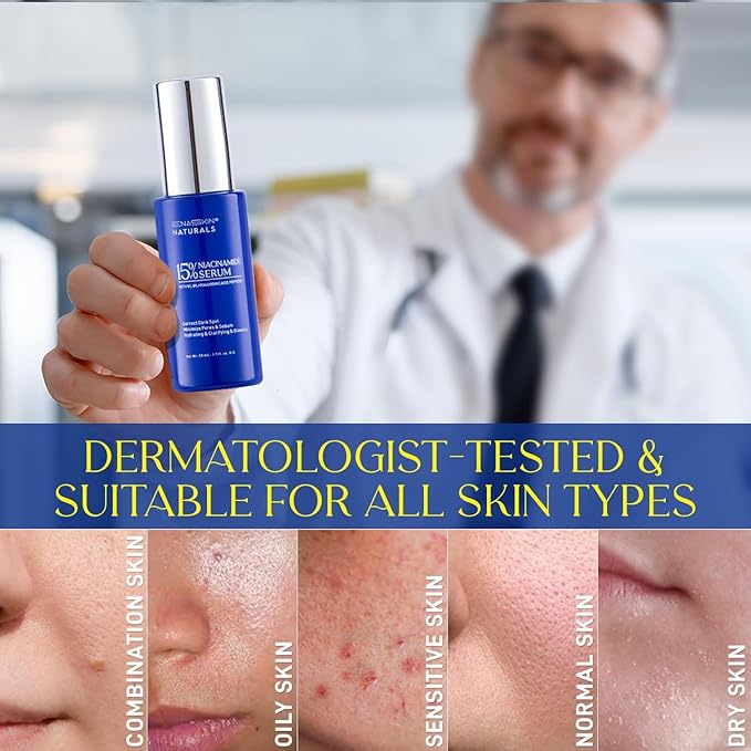 15% Niacinamide Serum With VC, B5, Hyaluronic Acid, Peptide 50ML - Under Eye Patches for Dark Circles, Reduce Wrinkles Puffy & Bags, Anti Aging Moisturizer Cream and Niacinamide Serum 30 Pairs