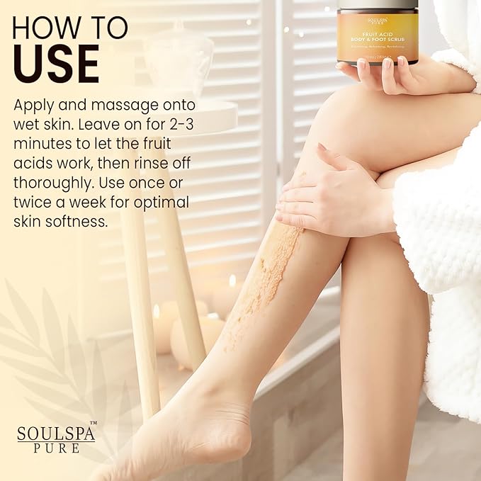 Fruit Acid Body & Foot Scrub - Refreshing Exfoliating Body Scrub for Radiant Skin, 10 oz