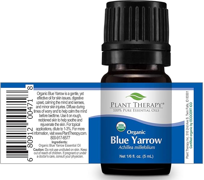 Plant Therapy Organic Blue Yarrow Essential Oil 5 ml (1/6 oz) 100% Pure, Undiluted, Therapeutic Grade