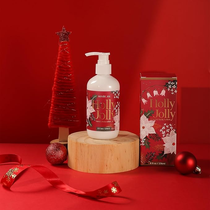 Christmas Hand & Body Lotion with Moisturizing Shea Butter for All Skin Type- Holly Jolly - Citrus & Pine Scent - 236 ML / 8 FL OZ