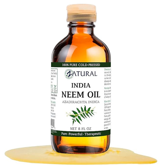 Zatural Organically Grown Neem Oil 100% Pure Cold Pressed Seed Oil Uses for Hair, Skin, and Nails, & Outdoor 8oz