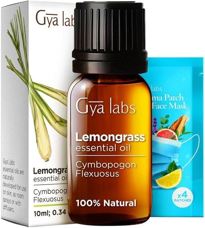 Gya Labs Lemongrass Essential Oil for Diffuser - 0.34 Fl Oz - 100% Pure Natural Lemongrass Oil for Hair, Skin, Herbaceous, Candle Making - Earthy & Zesty Scent