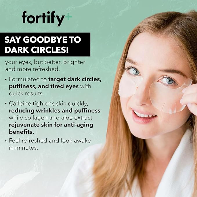 Fortify 9-in-1 Korean Under Eye Pads with Zeolite - Anti Dark Circles & Puffy Eyes Treatment, Dermatologist Tested - 5 Pairs (1 Pack)