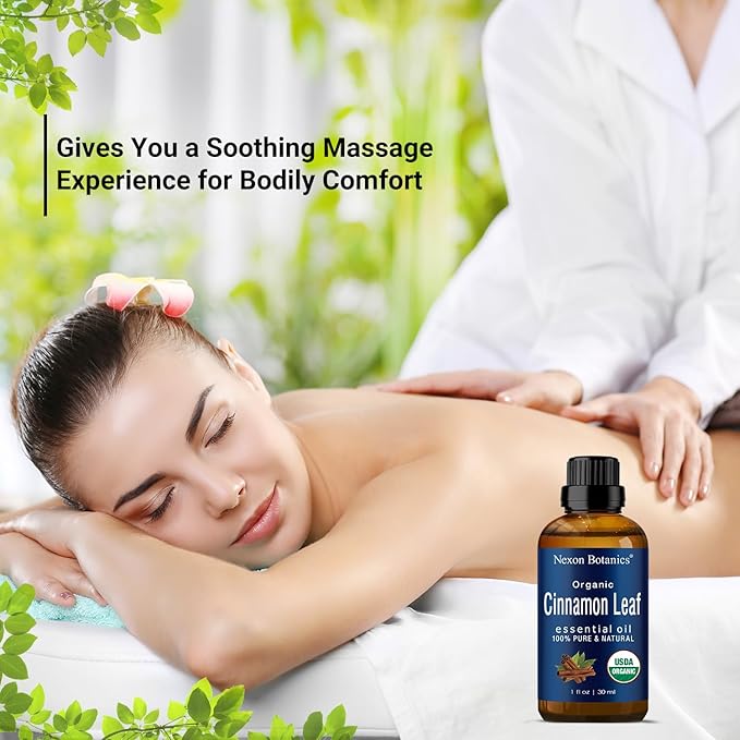 Organic Cinnamon Essential Oil 30 ml - Pure, Natural Cinnamon Leaf Oil for Diffusers & Aromatherapy - Sinus Relief & Seasonal Comfort - Nexon Botanics