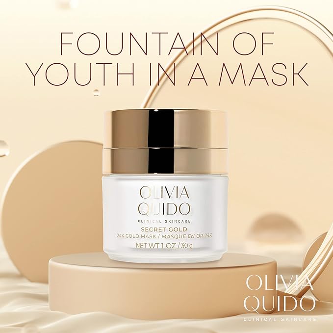 OLIVIA QUIDO Clinical Skin Care Secret Gold 24K Mask | Anti-Aging Night Cream for Face and Neck | Tightens Wrinkles & Fine Lines | Whitens Dark Spots, Melasma & Acne Scars | Non-Comedogenic Night Mask