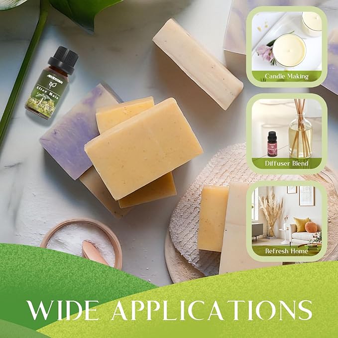 Spring Essential Oils Set, ARVIDSSON Natural Fragrance Oil for Diffuser, Candle Making - After Rain, Ocean Breeze, Fresh Cut Grass, Gardenia, Sweet Pea, Rose Sandalwood, Spring Scented Oil Gift Set