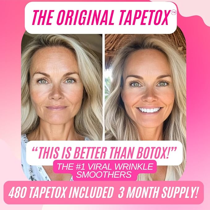 Face Tape for Wrinkles - Anti-Wrinkle Lifting Strips - Forehead & Eye Wrinkle Remover - Tape Tox Pre-Cut Face Strips - Skin Tightening Patches - 30 Days Supply
