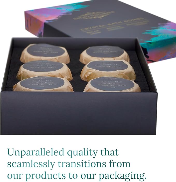 Crystal Bath Bombs (6 Pack) Luxurious Aromatherapy Bath Bombs Enriched with Nourishing Bath Salts for Silky Smooth Skin & Pleasantly Scented for an Immersive Zen-Like Experience