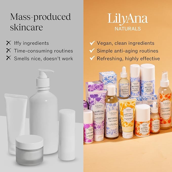 LilyAna Naturals Eye Cream for Dark Circles and Puffiness, Anti Aging Under Eye Cream for Wrinkles and Bags helps Improve Dryness; for Sensitive Skin (Bottle, 1.0 Ounce (Pack of 1))