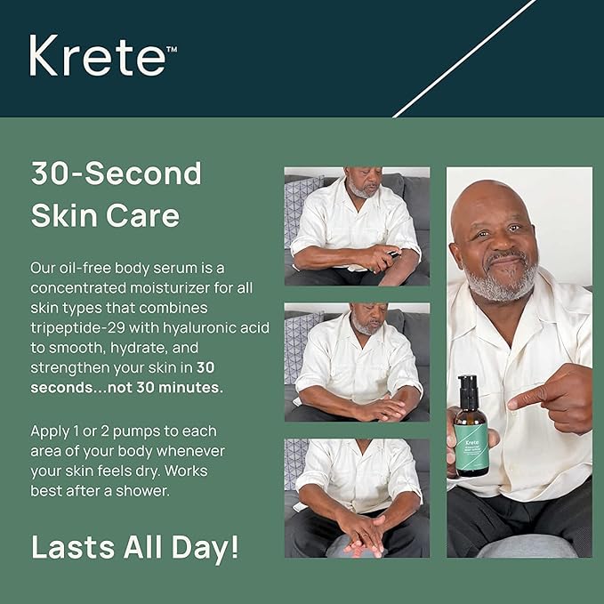 KRETE Hydrating Face & Body Serum for Men Head-to-Toe Bundle - Moisturize, Smooth, Hydrate, & Protect Your Skin In 30-Seconds, Oil-Free, All Skin Types with Apple Stem Cell Extract & Hyaluronic Acid