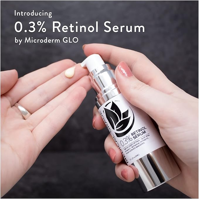 Microderm GLO - Age Defying 0.3% Retinol Serum, Anti-Aging Dark Spot Remover for Face, Fine Lines & Wrinkle Pore Minimizer, with Vitamin E & Natural Botanicals, 1 Oz Bottle