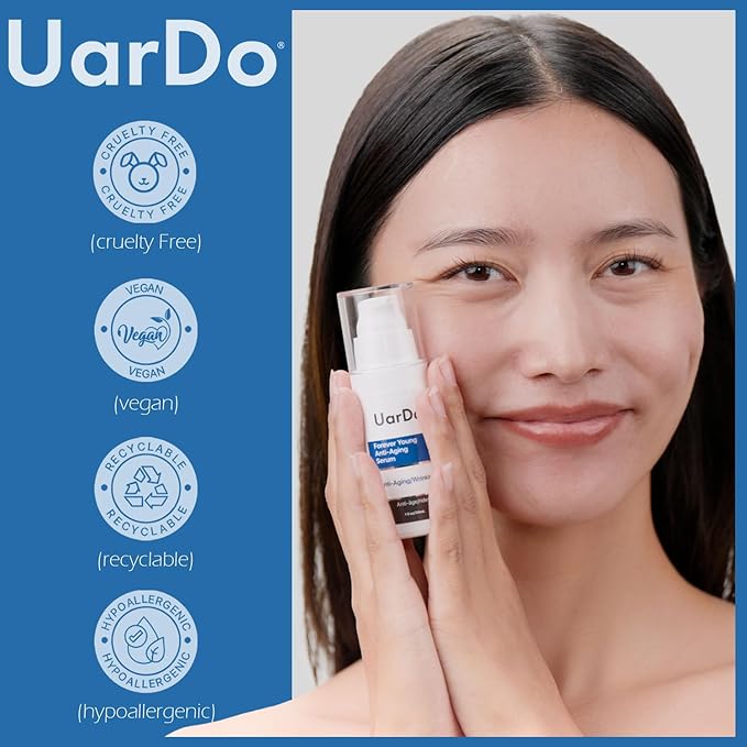 Uardo Forever Young Anti-Aging Serum 1 Fl Oz / 30 ml - usn103 | For Wrinkles, Fine Lines | Increases Skin Firmness | With Antioxidants & Peptides | For Women and Men