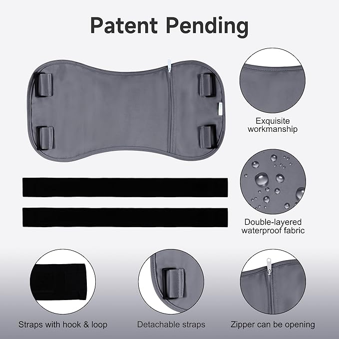 Langsprit Organic Cotton Castor Oil Pack Wrap - Reusable Castor Oil Pads Pack Compress for Liver & Stomach Detox - Body Kit Charcoal Grey