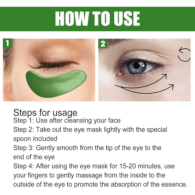 Seaweed Eye Mask, Under Eye Patches with Collagen and Hyaluronic Acid, Seaweed Tightening Eye Mask, Hydrating Green Eye Gel Pads for Puffy Eyes, Wrinkles, Dark Circles and Bags Under Eyes - 30 Pairs