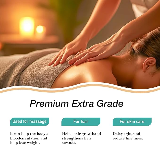 Coconut Oil - Carrier Oil for Hair Growth,Relaxing Massage and Body Oil, Pure Non-Greasy Coconut Oil for All Hair Types and Skin(Coconut Oil, 3.4 Fl Oz)