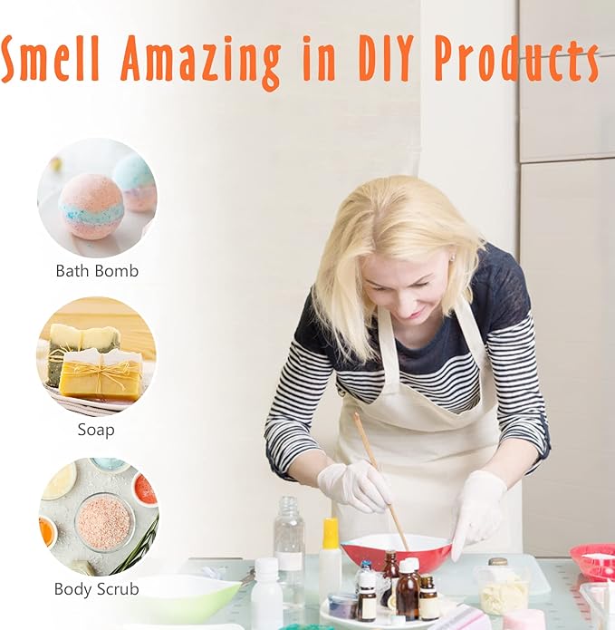 Fragrance Oil, MitFlor Premium Fruit Essential Oils Set, Fruity Scents for Soap & Candle Making, Summer Diffuser Oils, Refreshing & Long-Lasting, Peach, Cherry, Watermelon, Blueberry, Grape, Melon