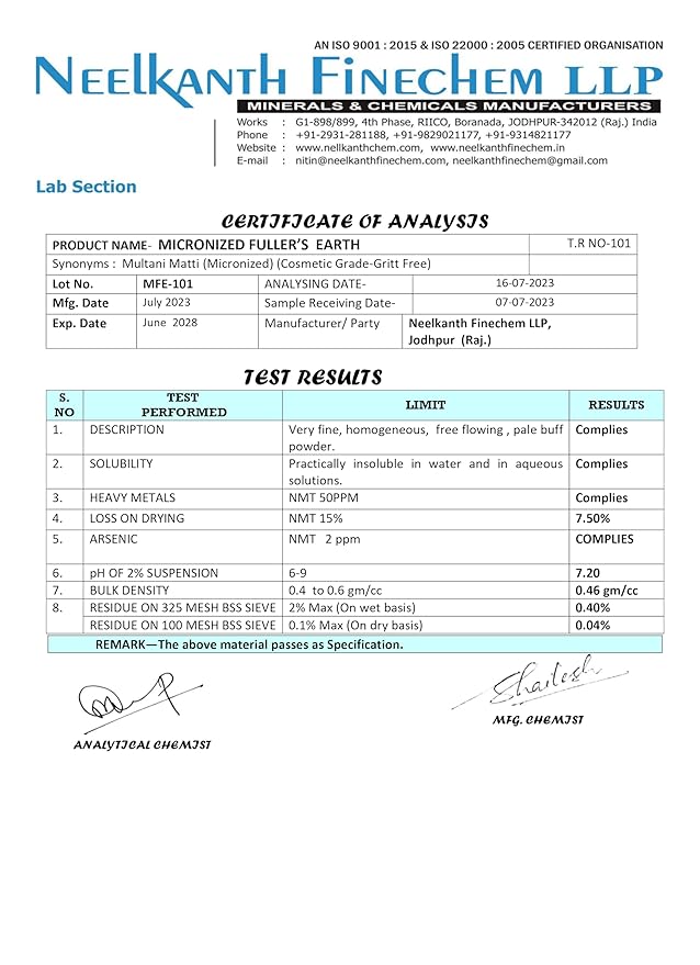 Fuller's Earth Clay Powder, 100g | 100% Pure & Natural | Indian Healing Clay for Skin Care & Face Pack