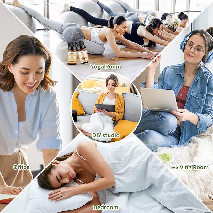 Sedbuwza Sandalwood Chamomile Essential Oil Set, Sandalwood Fragrance Oil Chamomile Scent Oil Set for Diffuser, Aromatherapy, Massage, Soap, Candle Making 2 x 10 ml