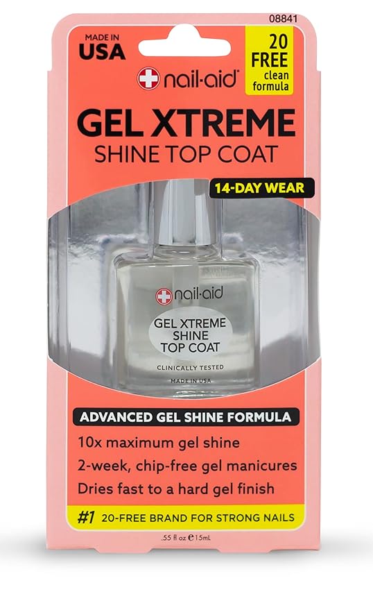 NAIL-AID Ceramide Extreme Thickener + Gel Top Coat, Clear, 2 Count