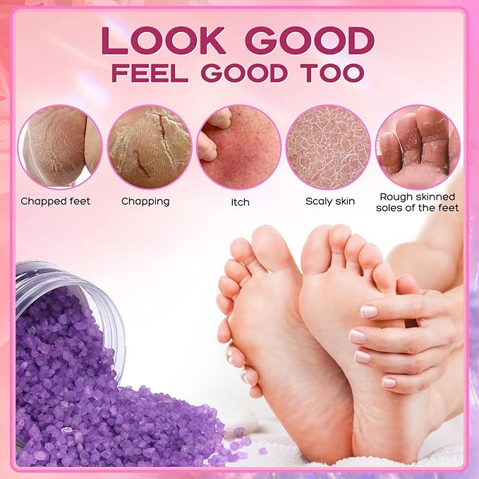 Bath Salts for Soaking Himalayan Pink Bath feet soka sea Salt 3 Set Kit Lavender Orange Rose Scent Epsom Salt Tea Tree Oil Natural Soaking spa Set Christmas Gifts for Woman Mom Gifts Set