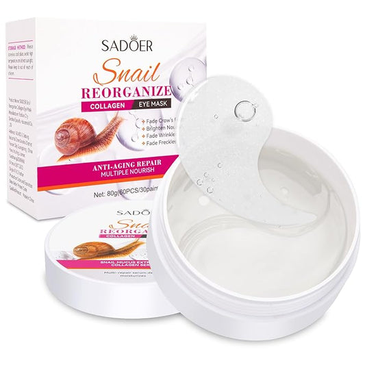 Under Eye Mask, 60 PCS Under Eye Patches for Dark Circles,Gel Pads Puffiness & Dark Circles Treatment,Reduces Wrinkles & Fine Lines,Improves & Firms Eyelids Skin (Snail Hydroge)
