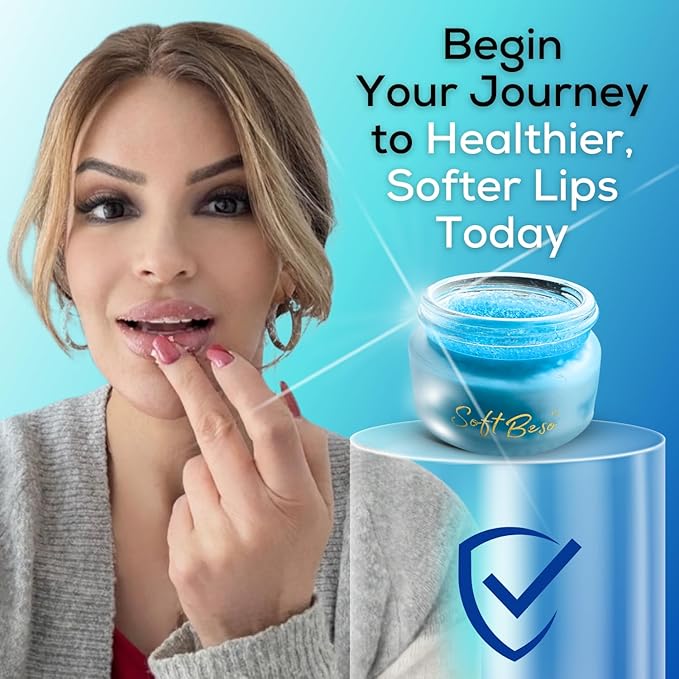 SoftBeso by AlignerOff Sugar Lip Scrub – Blueberry Lip Exfoliator & Moisturizer for Dry, Chapped Lips – Hydrating Sugar Scrub for Smooth Lips – For Men & Women – Ideal Mother’s Day Gift